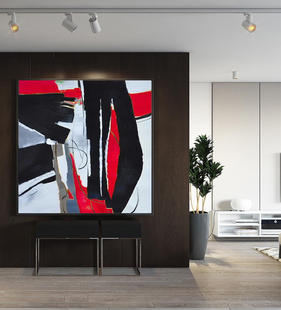 Red Contemporary Painting #XB130A - Click Image to Close